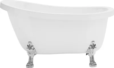 Produktbild von Freistehende Retro-Badewanne mit silbernen Löwenfüßen - 200 l - 145 x 74 x 77 cm - Weiß - NISOS II