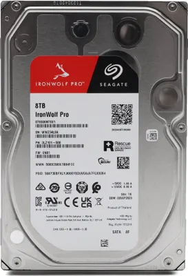 Immagine prodotto di Disco rigido Seagate IronWolf Pro NAS + Rescue da 8 TB, 24/7, 512e, 3,5", SATA 6 Gb/s, ST8000NT001