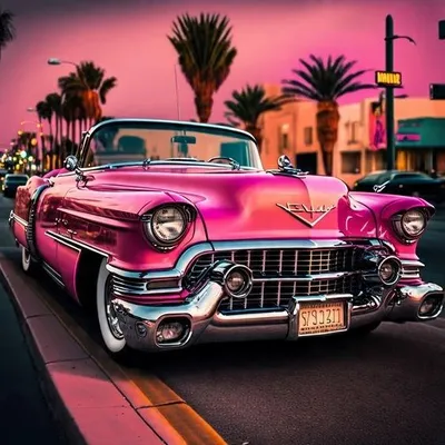 Obrázek produktu pro Diamantová mozaiková výšivka na růžovém cadillacu v Los Angeles, 30 x 40 cm