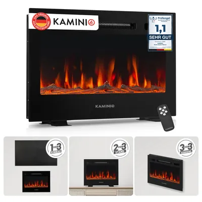 Zdjęcie produktu dla KAMINIO Kominek elektryczny MARLON – elektryczny kominek 3 w 1 z ogrzewaniem, efektem płomienia 3D, 12 kolorami płomienia, pilotem – 24 cale, Obraz wygenerowany przez AI