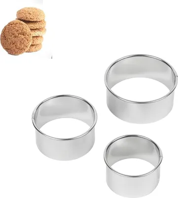 Produktbild von 3 Stück Ausstecher Rund, Plätzchen Ausstecher aus Edelstahl 8/7/6 cm Silber Runder Ausstechformen mit Gerollten Kanten DIY-Backwerkzeuge für Gebäck Fondant Kuchen Donuts Kekse (Höhe 3,5 cm)