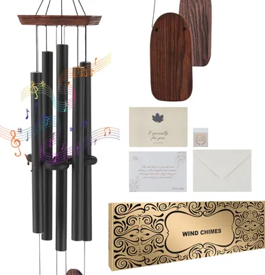 Produktbild von SucceBuy-Windspiel für draußen, 1220 mm – Windspiel mit tiefem Ton und 5 Röhren. Einzigartiges großes Gedenk-Windspiel für Jubiläen, tolle Außendekoration für Terrasse