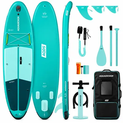 Produktbild von AQUADESIGN NYRO 10'6 SUP Board Aufblasbar Komplettset mit Paddel Pumpe 320x81cm