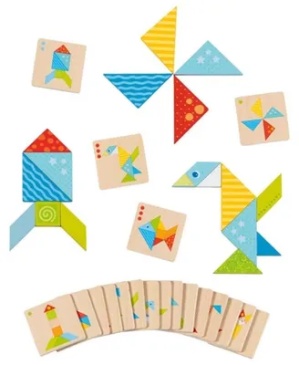 Zdjęcie produktu dla GOKI kolorowy drewniany tangram świat gra logiczna