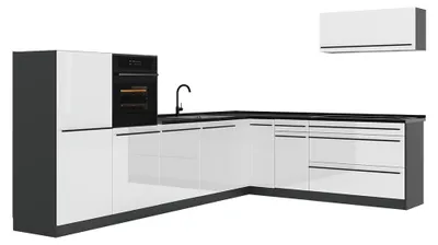 Imagen del producto de Cocina esquinera Vicco R-Line Blanco alto brillo/Antracita 327 x cm sin encimera, Model 66792