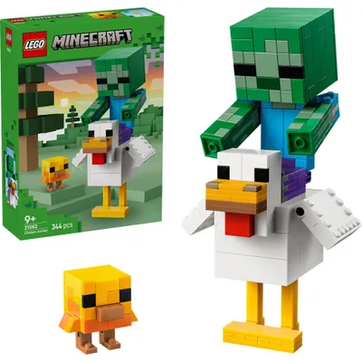 Produktbild von LEGO Minecraft Hühnerreiter - Bauspielzeug - Zimmerdeko zum Videospiel mit Zombiebaby, Huhn und Küken - Fanartikel zum Sammeln und Ausstellen - Geschenk für Gamer ab 9 Jahren - 21582
