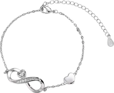 Produktbild von Armband Silber 925 Damen, für Frauen und Mädchen Infinity Armband Silber mit Zirkonia,Verstellbares Armband Gold Herz Silber Armband Unendlichkeitszeichen,Verstellbar Armband für Muttertag Schmuck Geschenk