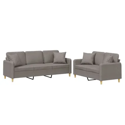Produktbild von vidaXL 2-tlg. Sofagarnitur mit Kissen Taupe Stoff
