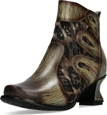 Produktbild von Laura Vita Damen Stiefelette Leder mit modischem Leopardenmuster Igcalo 22, Größe:38 EU, Farbe:Grau