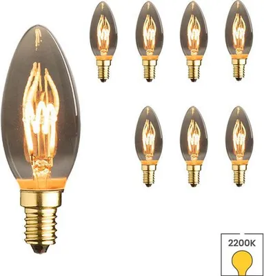 Produktbild von 8-er Set LED-Kerzenlampen E14 | 1,2 Watt | 2200K extra warmweiß | Rauch | Spiralwendel | Lybardo