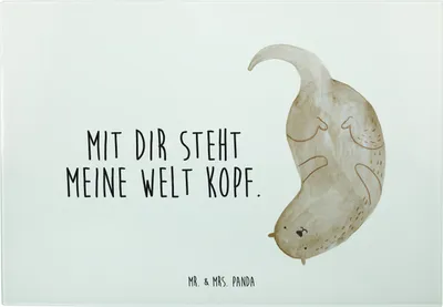 Produktbild von Mr. & Mrs. Panda Schneidebrett Otter Kopfüber - Weiß - Geschenk, schneidbrett, Glas, Frühstücksbrett, Niedlich, Verliebt, Verknallt, Schneideplatte, Liebe, Seeotter