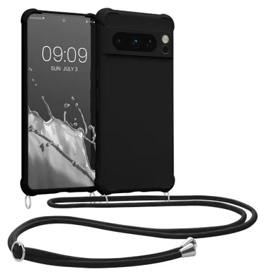 Produktbild von kwmobile Necklace Case kompatibel mit Google Pixel 8 Pro Hülle - Cover mit Kordel zum Umhängen - Silikon Schutzhülle Schwarz
