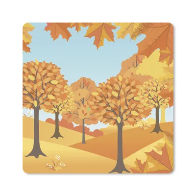 Produktbild von MuchoWow® Mauspad Mousepad Eine Illustration von Herbstbäumen 20x20 cm - Mousepads - Maus Mat - Pad - Mausunterlage - Desk Mat - Bureauartikeln