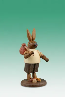Produktbild von Osterdekoration Osterhase Wanderer mit Stock Höhe 7,5cm NEU