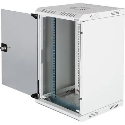 Zdjęcie produktu dla Digitus Kombinowana obudowa naścienna 254 mm (10") i 482,6 (19") mm, Szafa wisząca, 10U, 30 kg, Zamek, Zarządzanie okablowaniem, 10,3 kg