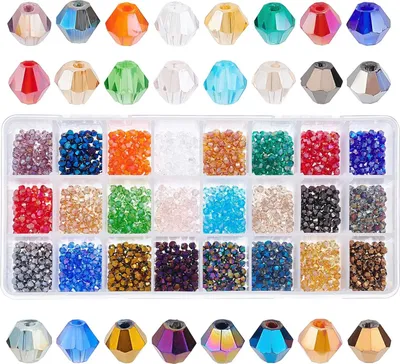 Produktbild von 1680 Stück 24 Farben 4mm Elektroplattierte Glasperlen - Facettierte Bicone Glas Kristallperlen für Armband Schmuckherstellung