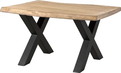 Image de MASSIVMOEBEL24 | Table à manger 160x90 en bois de manguier laqué beige pieds en X anthracite mat FREEFORM 5