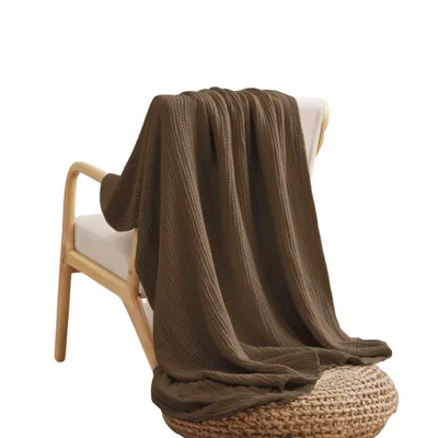 Produktbild von Musselin Decke, Decke für das Sofa, Tagesdecke, Überwurf, 100% Baumwolle, 150 x 200cm, Dunkelbraun