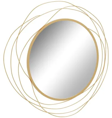 Immagine prodotto di Specchio rotondo con cornice in metallo | Colore: oro trasparente | Dimensioni: 65x1x65 cm