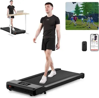 Produktbild von Under-Desk Laufband - Walking Pad Gehband - Lauffläche 39×90 cm - bis 6 km/h - Traglast 136 kg - 2,5 PS Motor - Bluetooth - Schwarz