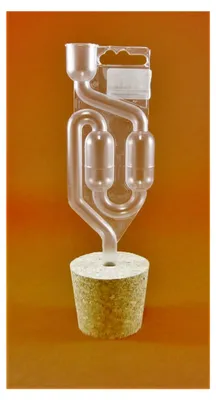 Produktbild von 5 x Korkstopfen mit Loch 64/54mm + Gärröhrchen - Korkstopfen, Flaschenkorken, Korken für Weinflaschen