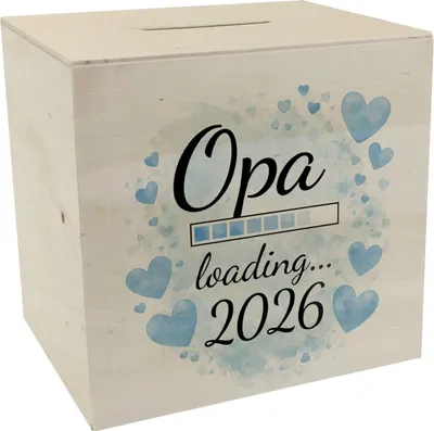 Produktbild von Opa loading 2026 Spardose aus Holz für werdende Opas
