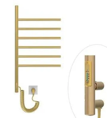 Obrázek produktu pro ELNA Koupelnový vyhřívaný věšák na ručníky / Radiátor elektrický do koupelny Vertical 65W 76х40cm 6 otočných ramen 180C ZLATY