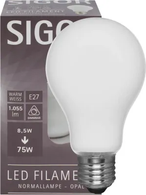 Zdjęcie produktu dla SIGOR 9W Filament opal E27 900lm 2700K dimmbar LED Lampa A60 4028085614048