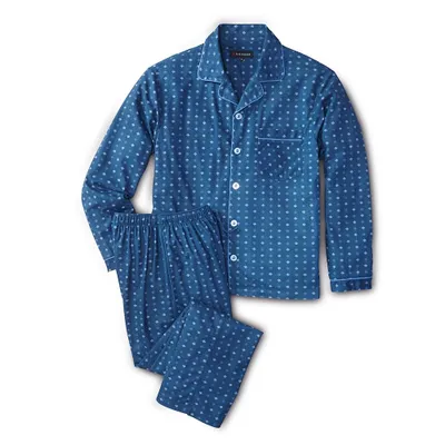 Produktbild von Rick Armand Herren Microfaser Pyjama Langarm Schlafanzug warm Reverskragen Gr. L