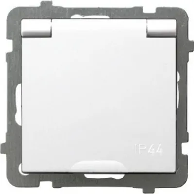 Produktbild von Spritzwassergeschützte Steckdose mit Erdung IP-44, weißer Deckel, weiß, AS