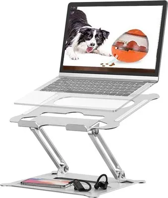 Obrázek produktu pro Uniqoos® – Stojan na notebook, nastavitelný, skládací, hliníkový, s ventilací, ergonomický (0–90°), protiskluzový, kompatibilní s notebooky/tablety o velikosti 10–17 palců, s nosností až 6 kg