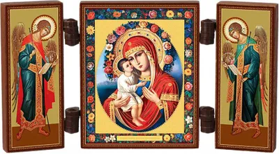 Produktbild von Ikone - Gottesmutter Zhirovizkaja - christliche reise Altar Holz Triptychon