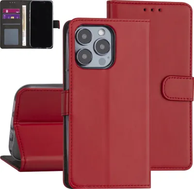 Produktbild von iPhone 13 Pro Book type case - Red - Card holder - Magnetic closure