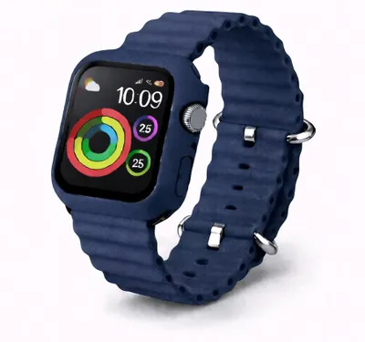 Produktbild von Apple Watch Silikon Ocean Sport Armband + Case Hülle Serie 1-9 - 14# Dukel Blau, Apple Watch 41mm
