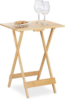 Produktbild von Famanu Bistrotisch Klapptisch - für Wohnzimmer, Balkon & Terrasse - HxBxD: 63,5 x 48 x 38 cm - Natur