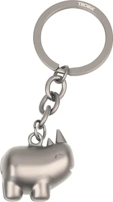 Produktbild von TROIKA Schlüsselanhänger mit Nashorn Anhänger HAPPY RHINO, Schlüsselring, Edelstahl, Metall, Junge/Mädchen, 56 g, 76 g