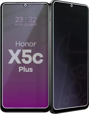 Produktbild von Hybridglas mit Privatschutzfilter für Honor X5c Plus, Bizon Glass Mule Shadow, Matt