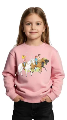 Produktbild von Spreadshirt Bibi Und Tina Ausritt Mit Alexander Falkenstein Kinder Premium Pullover, 122/128 (6 Jahre), Rosa