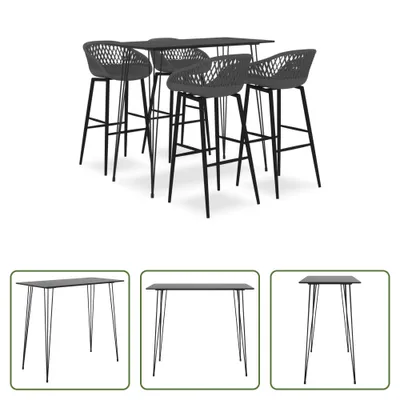 Image de The Living Store 5-pièces bar set noir et gris