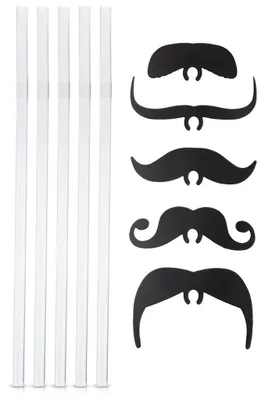 Image de Pailles flexibles à moustache, lot de 5