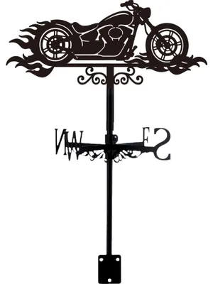 Motorrad-Wetterfahne Retro Schwarz Metall 36 x 21,9 cm Windrichtungsanzeiger
