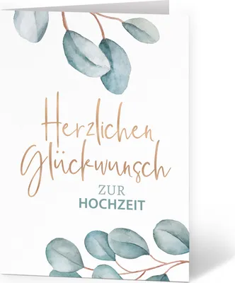 Produktbild von Große Glückwunschkarte  - zur Hochzeit - mit Umschlag - Eucalyptus Rahmen 2 - edle und hochwertige Klappkarte - Große Design Karte zum Verschenken - Maxi Karte Überformat