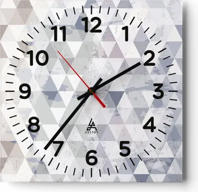 Produktbild von Wanduhr - Quadrat - Glasuhr - Abstraktion modern - 40x40cm - Schleichendes Uhrwerk - Lautlos - zum Aufhängen bereit - Dekoration Modern - Wanddekoration aus Glas - C4AC40x40-4075