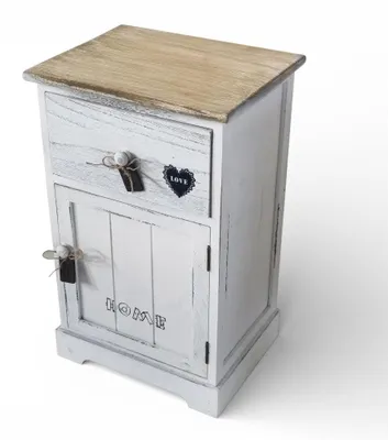 Immagine prodotto di Mobile mobiletto comodino bianco e beige con 1 cassetto e 1 anta 35x28xH56 cm