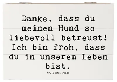 Produktbild von Mr. & Mrs. Panda Box Spruch Danke Hundesitter 22 x 15 cm - Weiß - Geschenk, Geschenkideen, Anerkennung, Hundebetreuung, geschenkkiste, Handgefertigt, Bedanken, fotobox