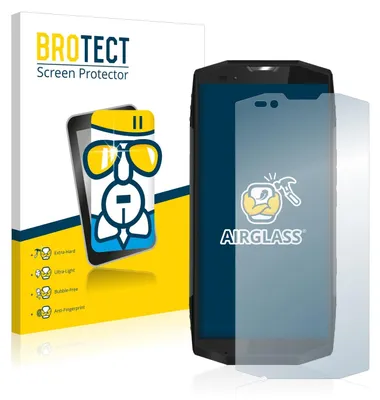 A product shot of a screen protector for a smartphone, with the packaging to the left.