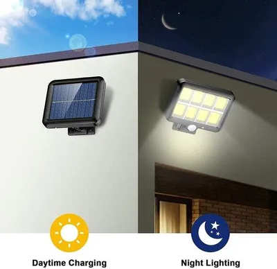 Immagine prodotto di Faretti solari a LED con sensore di movimento per esterni, telecomando, lampade da giardino