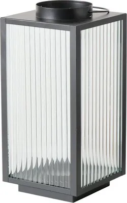 Produktbild von Boltze Laterne OPTICA Quadrat, Metall-Glas in Rillenoptik, schwarz/transparent, 34x16,5cm