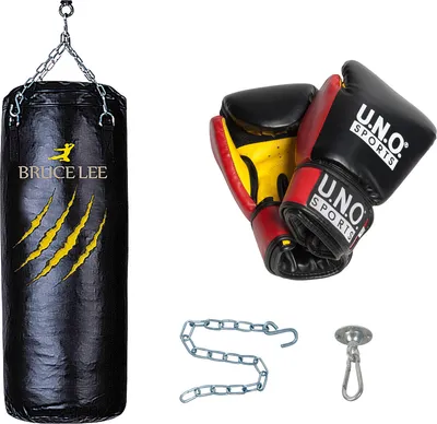 Produktbild von Boxsport-Set 3-tlg: Boxsack inkl Aufhängekette, Sicherheitshaken & Boxhandschuhe