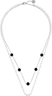 Produktbild von styleBREAKER Damen Edelstahl Layer Halskette 2-reihig mit Kunststoff Perlen und Anhängern, Ankerkette, Kette, Schmuck 05030067